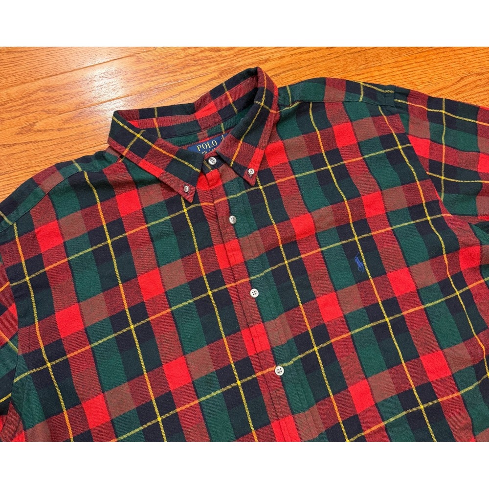 Polo Ralph Lauren Flannel Button-Down Shirt Mens 3XB Big Pony Plaid Christmas